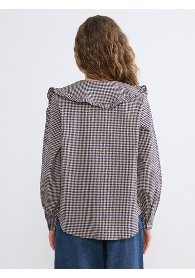 Lcw Modest Lacivert Bebe Yaka Ekose Fırfırlı Bluz