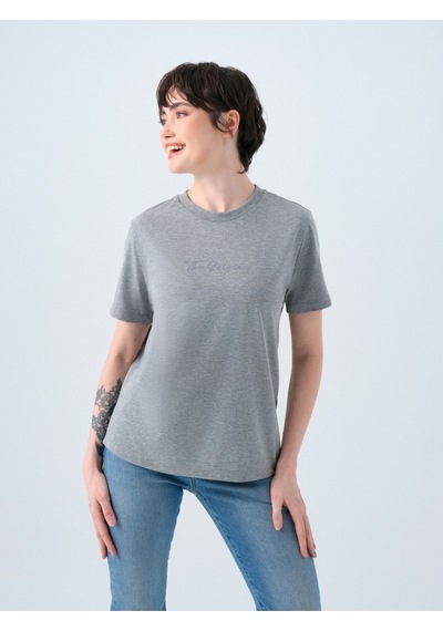 Regular Fit Kadın Tshirt K.kol Gri Melanj Regular Fit Kadın Tshirt K.kol Gri Melanj