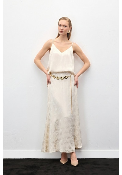 Sateen Lior Uzun Etek - Bej-137127 Bej