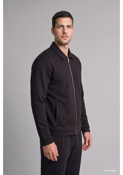 Defacto Regular Fit Polo Yaka Fermuarlı Basic Sweatshirt Hırka H9523ax26wnbk81 Siyah-bk81