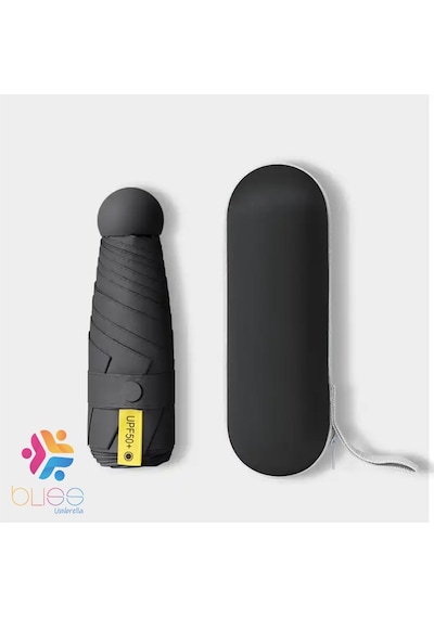 Bliss Umbrella 8 Telli Kapsül Şemsiye Siyah
