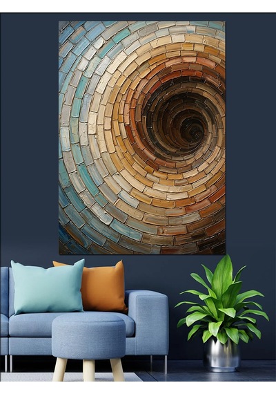 Derinleşen Taş Spiral Optik İllüzyon Dekoratif Kanvas - Mdf Ahşap Tablo