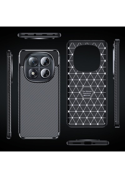 Xiaomi Redmi Note 14 Pro Plus Kılıf Karbon Görünümlü Silikon Kamera Korumalı Üstün Koruma Pazarplus Siyah