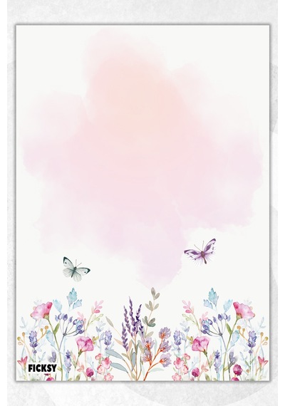 A5 Çiçek Kelebek Bloknot Çizgisiz Defter - 50 Yaprak - Notepad - Not Defteri - Not Kağıdı Çok Renkli Çok Renkli