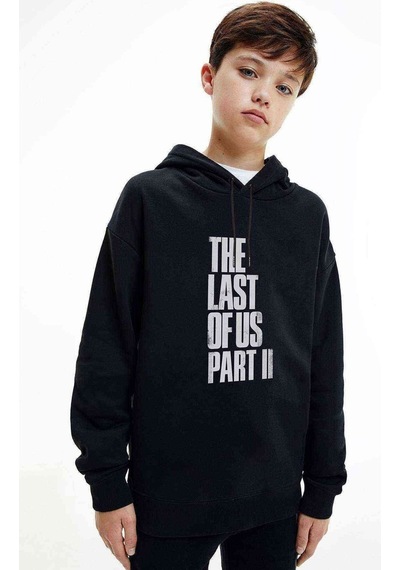 Tshirthane The Last Of Us Part 2 Baskılı Unisex Çocuk Kapüşonlu Siyah Sweat (528785297) Siyah