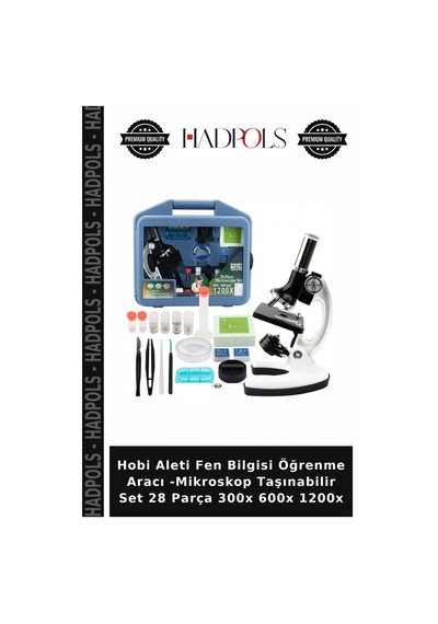 Hobi Aleti Fen Bilgisi Öğrenme Aracı -mikroskop Taşınabilir Set 28 Parça 300x 600x 1200x