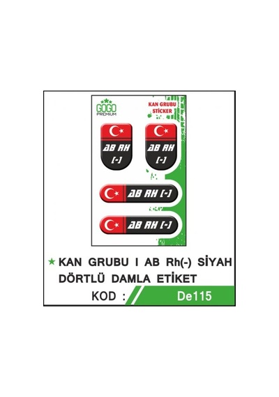 Motosiklet Sticker Kan Grubu Ab Rh - 1.Resim