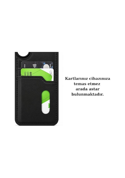 Xiaomi Poco C65 Uyumlu Deri Kartvizitli Kartlıklı Premium Telefon Kılıfı Kapak Siyah
