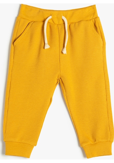 Koton Jogger Eşofman Altı Beli Bağlamalı Cep Detaylı Pamuklu Hardal 4wmb40032tk 4WMB40032TK159 Hardal