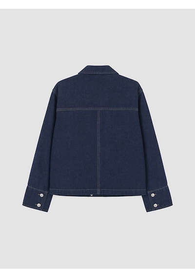 LC Waikiki Lcw Everyday İndigo Gömlek Yaka Kadın Jean Ceket Dark Rodeo