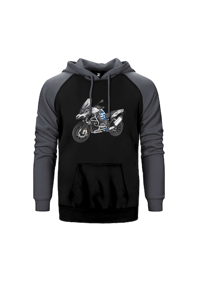 Bmw Gs Blue Gri Renk Reglan Kol Kapşonlu Sweatshirt Gri