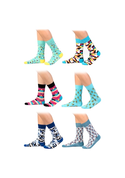 Ozzy Socks 6'lı Organik Pamuklu Dikişsiz Erkek Çok Renkli Desenli Çorap (448387653) Siyah
