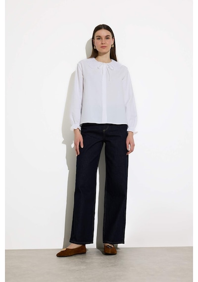 DeFacto Regular Fit Poplin Uzun Kollu Gömlek Tunik E4355AX25SPWT84