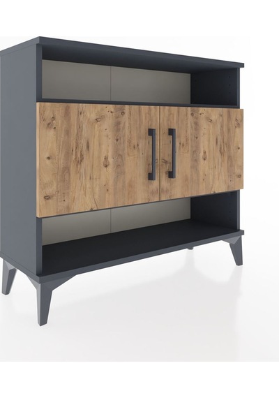 Arges Şifonyer 3 Raflı 2 Kapaklı 88x30x80 Antrasit-çam Antrasit
