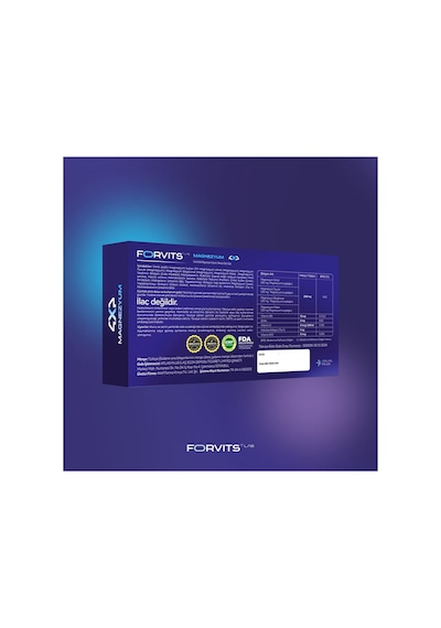 Forvits Lab Magnezyum+ 4 Farklı Magnezyum Formu, D3, B6, B12 Ve Çinko İçeren 30 Tablet Takviye Edici Gıda