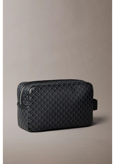 Calvin Klein Erkek Monogram Desenli Aksesuar Çantası - Siyah Black