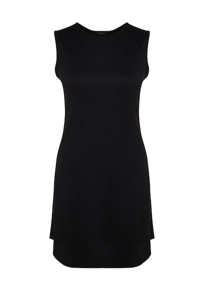 Ersefa Moda Slim Casual Günlük Bürümcük Örme Bisiklet Yaka Kolsuz Kol A- Siyah