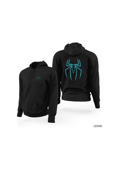 Spiderman Siyah Fermuarlı Limited Edition Kapşonlu Sweatshirt