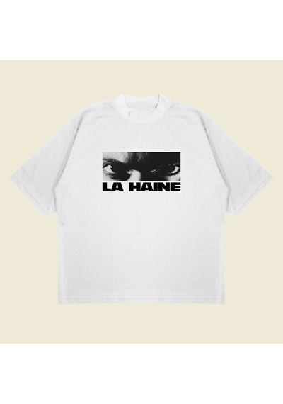 Startmore La Haine Baskılı Oversize Unisex Pamuklu Nefes Alan Kalın Kumaşlı Beyaz
