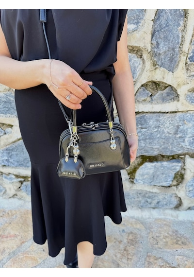 Just Polo Kadın Yeni Sezon Mini Cüzdan Aksesuarlı Askılı Şık El Ve Omuz Çantası Ebat : En 19 Boy 14 Cm Siyah 19392036
