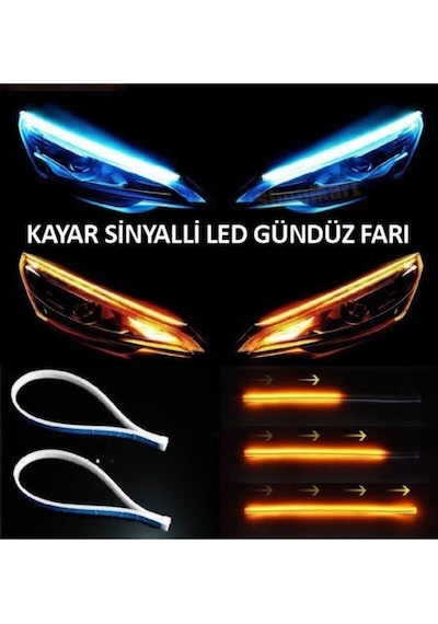 Far İçi Far Üstü 2 Ledli Su Geçirmez Kayar Gündüz Ledi Sinyalli