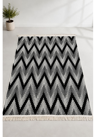 Kilim Paspas Çok Amaçlı Halı Makinede Yıkanabilir Toz Yapmaz Siyah 2
