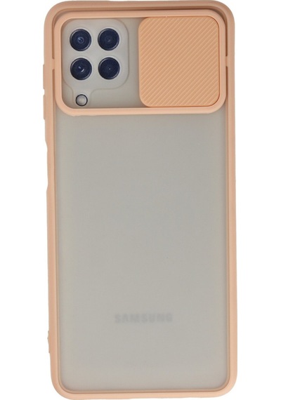 Samsung Galaxy  Uyumlu,  A22 Kılıf Palm Buzlu Kamera Sürgülü Silikon - Pembe