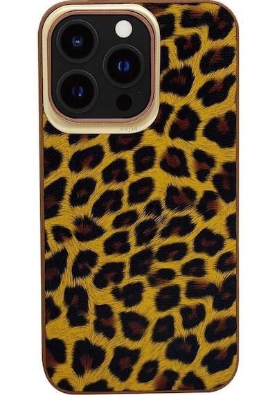 Teleplus Apple Uyumlu iPhone 13 Pro Kılıf Kajsa Glamorous Serisi Leopard Combo Kapak
