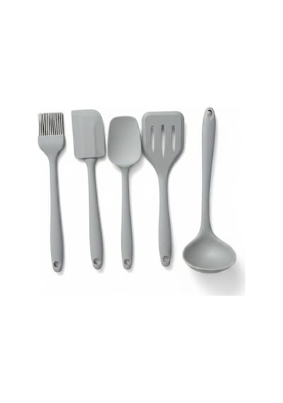 5 Parça Silikon Servis Takımı Küçük Boy 21 Cm Açık Gri