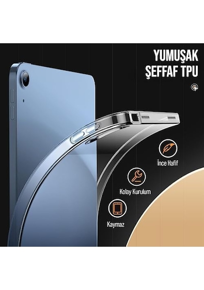 Apple İle Uyumlu 11 İnç İpad A16 / İpad Air 10.9 İnç/ipad 10.nesil 10.9 Kılıf Şeffaf Silikon Arka Kapak
