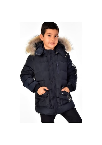 Erkek Çocuk Natürel Kürklü Mont 51254 Lacivert