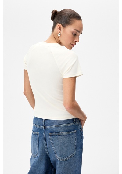 Grımelange Wıms Kadın Baskılı Kısa Kollu Ekru T-shirt