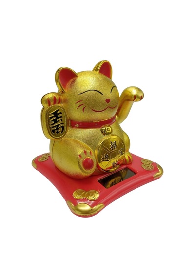 Maneki Neko El Sallayan Şans Kedisi Gold Solar Güneş Enerjili 10x10cm No5gld