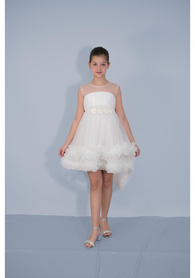 Butikhappykids Kız Çocuk Abiye Beyaz Etekleri Fırfırlı Kuyruklu Beli Çiçekli Abiye 6-10 Yaş Beyaz Butikhappykids Kız Çocuk Abiye Beyaz Etekleri Fırfırlı Kuyruklu Beli Çiçekli Abiye 6-10 Yaş Beyaz