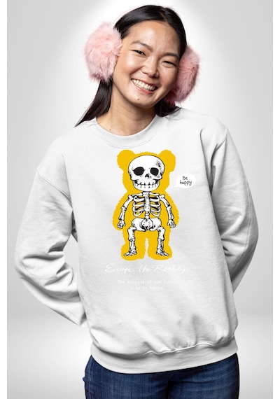 Mutlu Ol Unisex Beyaz Sweatshirt Beyaz