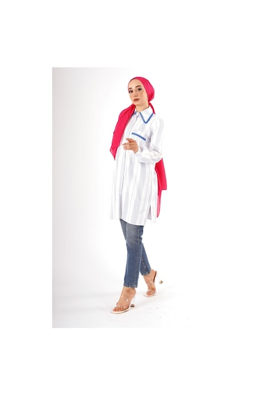 Fatma Sezen Mavi Çizgili Tunik Çok Renkli