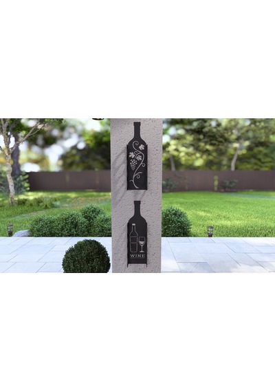 Şarap Şişesi Duvar Rafı Metal Desenli