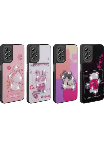 Zore Galaxy Uyumlu A23 Kılıf Parlayan Kabartmalı İkonik Figürlü Amas Silikon Kapak - Pem Pembe
