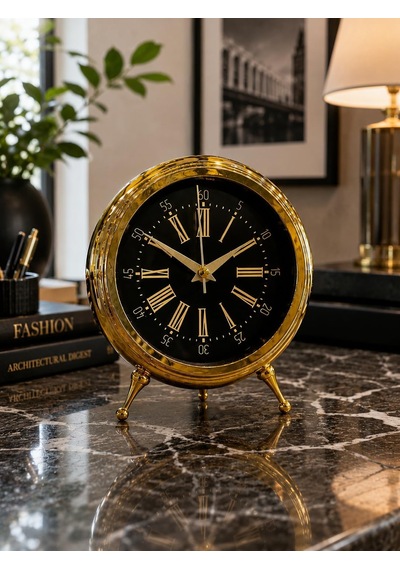 Sleepnova Gold Vintage Metal Roma Rakamlı Dekoratif Masa Saati Diğer