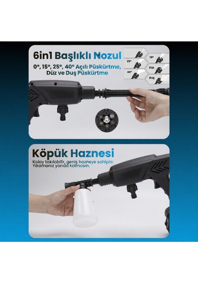Hx-3000 Yüksek Basınçlı Araç Yıkama Makinesi 260psı 18.500rpm 4000mah Çift Batarya Yıkama Tabancası