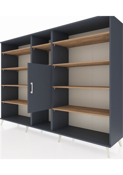Hyperion Dolap 12 Raflı Tek Kapaklı 220x44x163 Antrasit-antrasit Antrasit-antrasit/çam