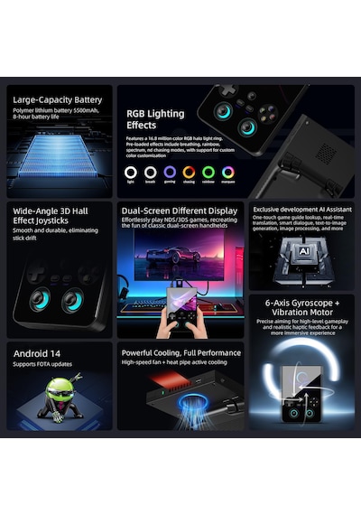 Anbernıc Rg 477v 8 Gb Ram 128gb Android 14 Retro Oyun Konsolu Wifi Bluetooth Taşınabilir El Konsolu