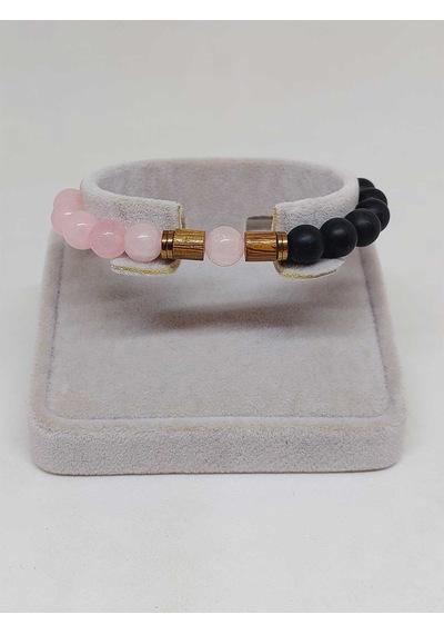 Pembe Kuvars & Oniks Taşı 8mm Unisex Tasarım Bileklik Hawaii Mode Çok Renkli