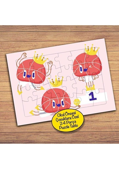 Taçlı Mutlu Koca Kafa Çocuklara Özel Puzzle Yapboz Tablo-225pz