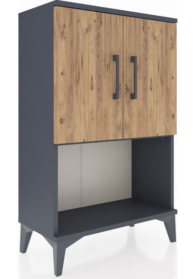 Arges Komodin 2 Raflı 2 Kapaklı 60x30x96 Antrasit-çam Antrasit