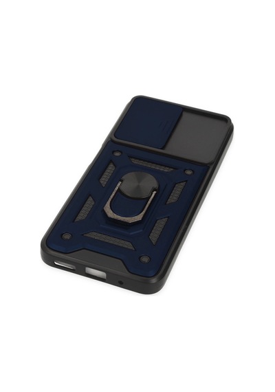 Xiaomi Poco M5 Kılıf Pars Lens Yüzüklü Silikon - Lacivert Düz Renkli