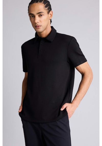 Defacto Defactofit Standart Fit Polo Yaka Sporcu Modal Kısa Kollu Tişört F9834ax25hsbk27 SIYAH