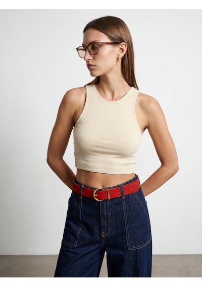 Dilvin 32941 Kolsuz Crop Top-taş