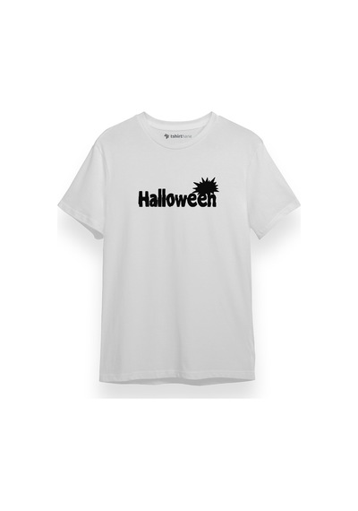 Hallowen Lettern Icon Beyaz Kısa Kol Erkek Tshirt 001