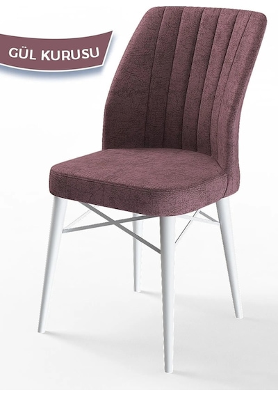Canisa Concept Flex Serisi, Üst Kalite Mutfak Sandalyesi, Gürgen Beyaz Ahşap Ayak, Gülkurusu Sandalye Sandalye Gülkurusu Ayaklar Beyazz